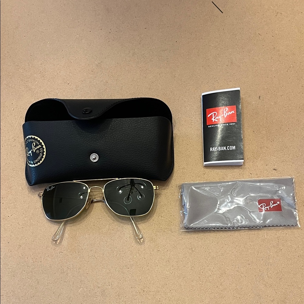 Ray-Ban Gold Frame Sunglasses with Dark Lenses